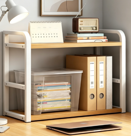 2-Tier Wood Desktop Bookcase, 40 x 16 x 42 cm