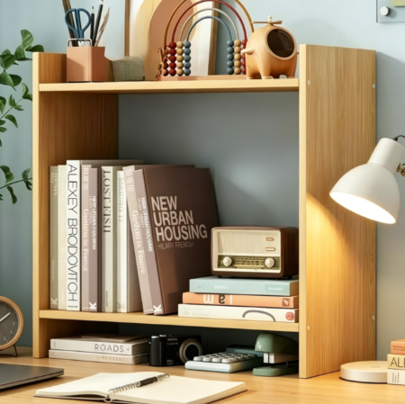 3-Tier Wood Desktop Bookcase, 40 x 40 x 15 cm